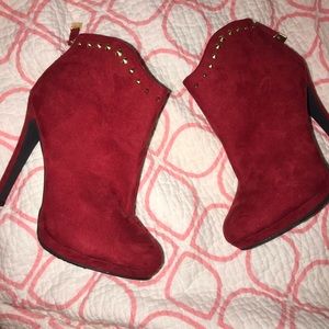 Red Suede Heel Booties ❤️